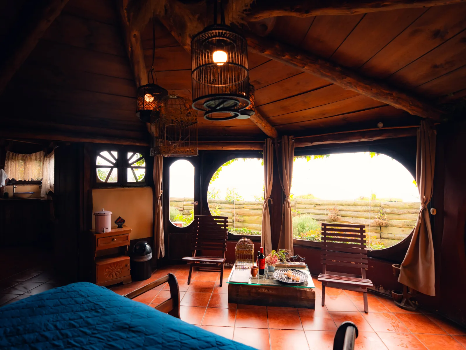 Casita living room with windows